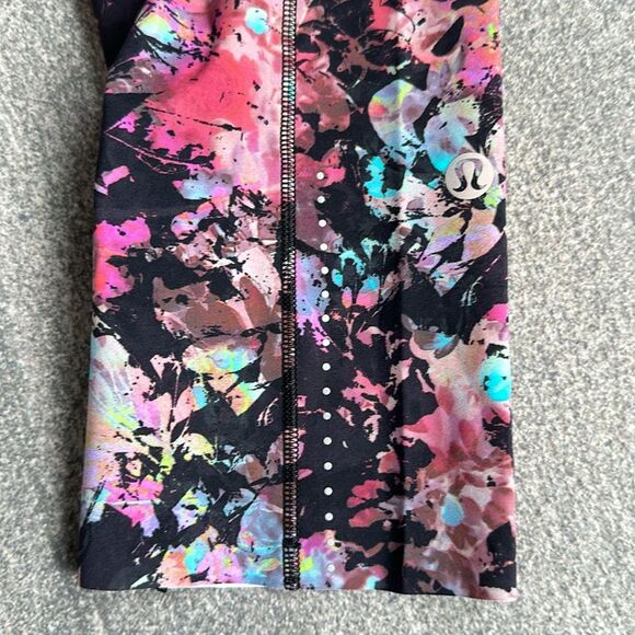 NWT Lululemon Fast & Free High-Rise Crop 19" Running Legging Black Pink Floral 4 - Picture 6 of 16